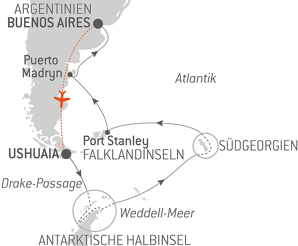 Abenteuer durch das Südpolarmeer bis zur Halbinsel Valdés