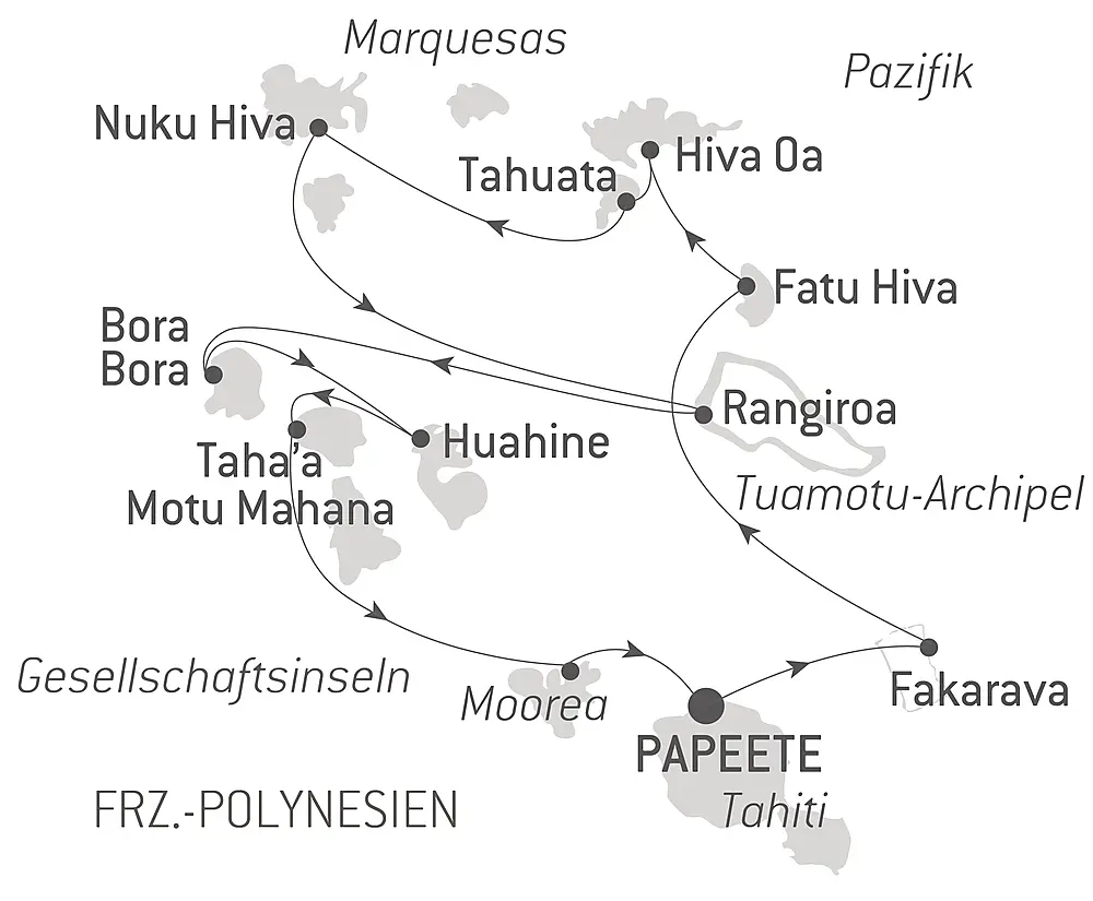 Marquesas, Tuamotu und Gesellschaftsinseln