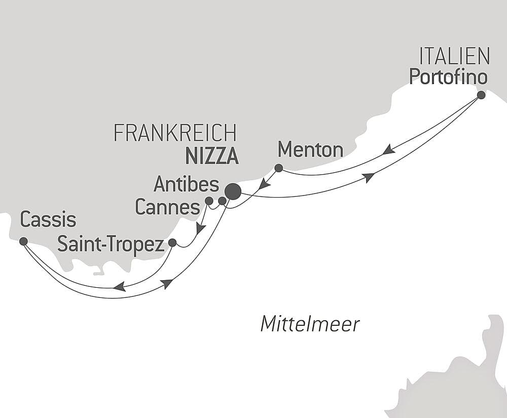 Die Côte d‘Azur unter den Segeln der Le Ponant