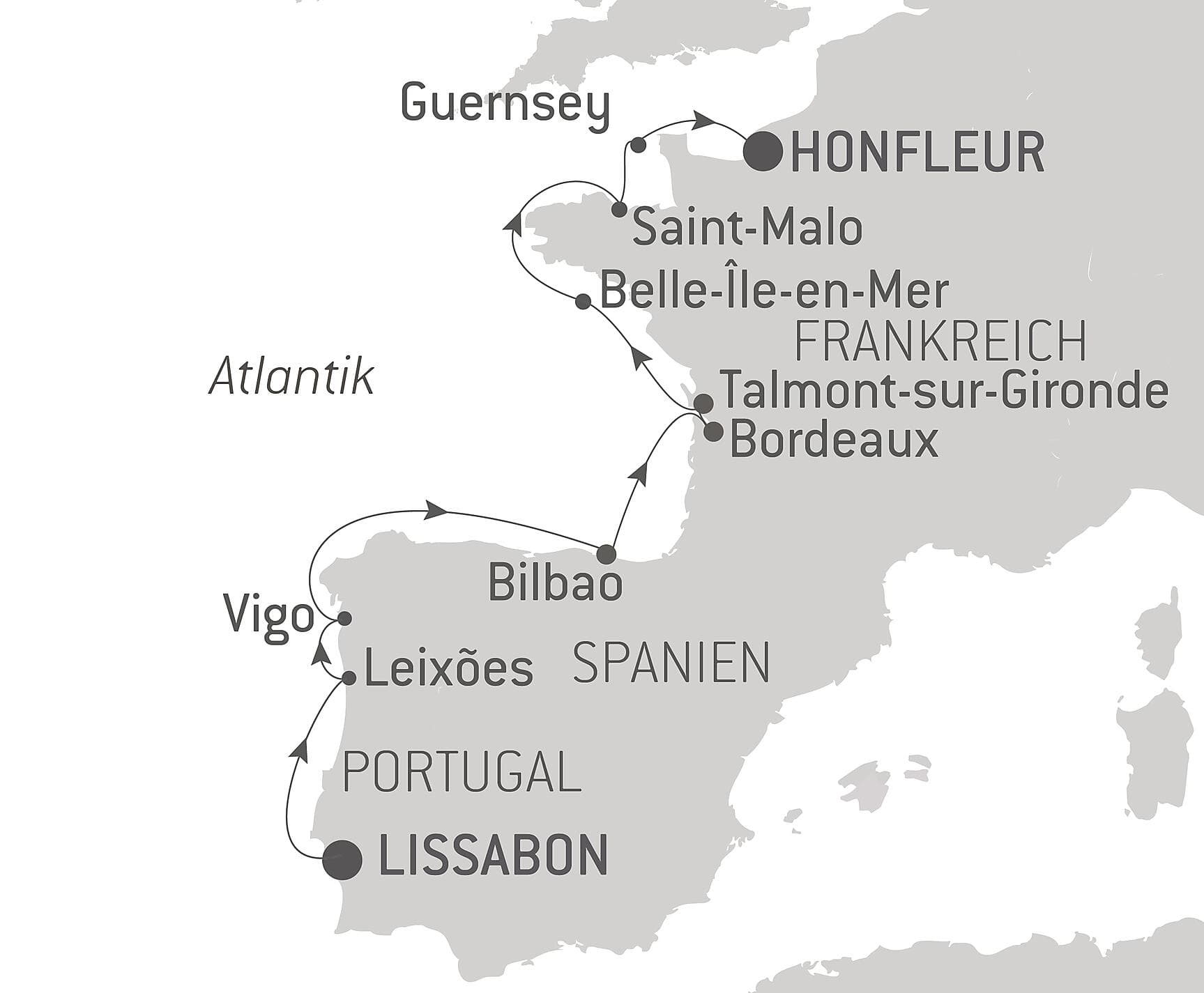 Iberische Halbinsel und befestigte Städte am Atlantik