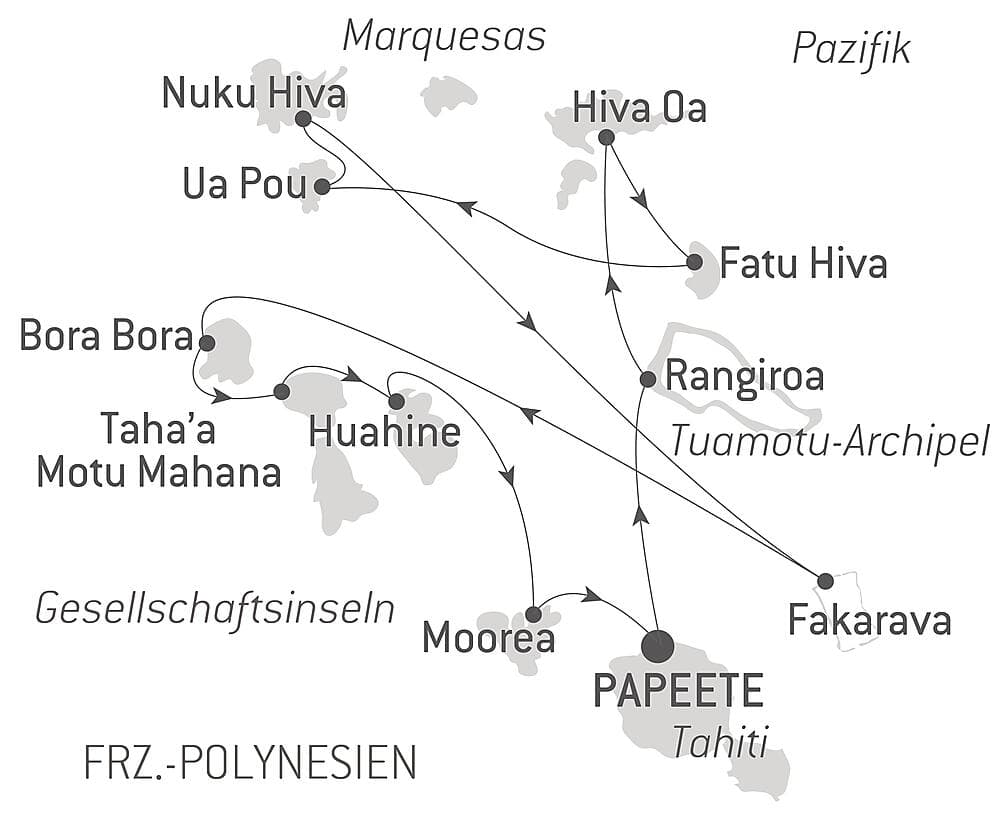 Marquesas, Tuamotu und Gesellschaftsinseln
