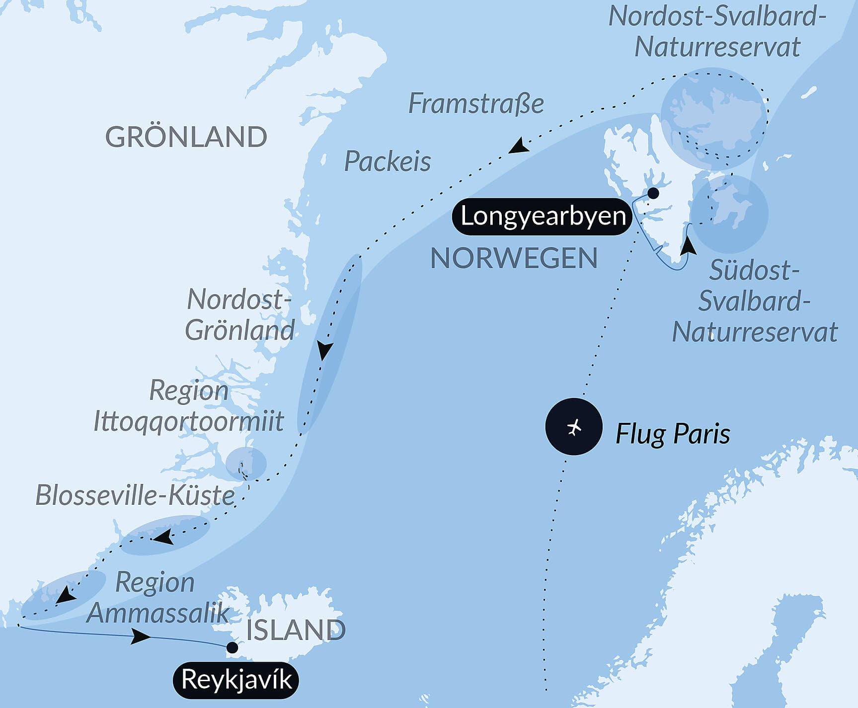 Im arktischen Eis von Spitzbergen nach Grönland