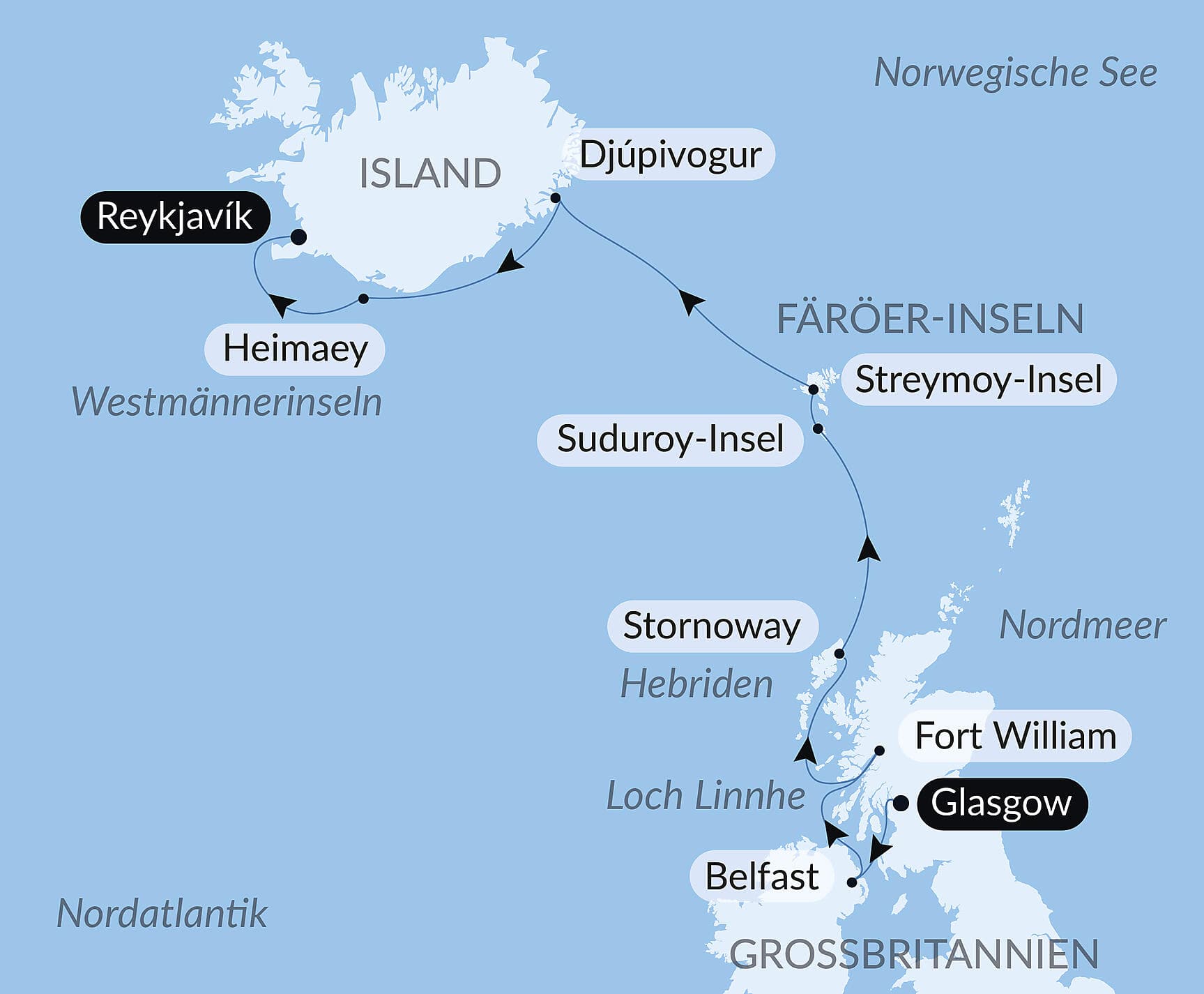 Wilde Landschaften in Schottland, auf den Färöer und Island