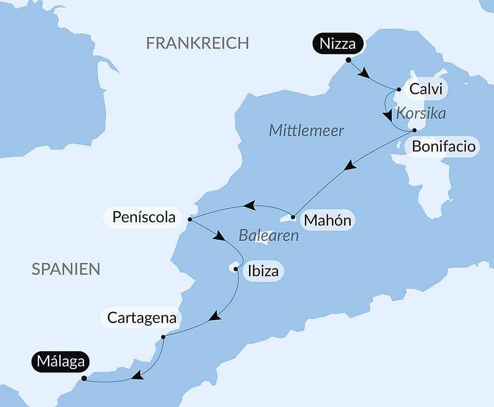 Korsika und iberische Küsten