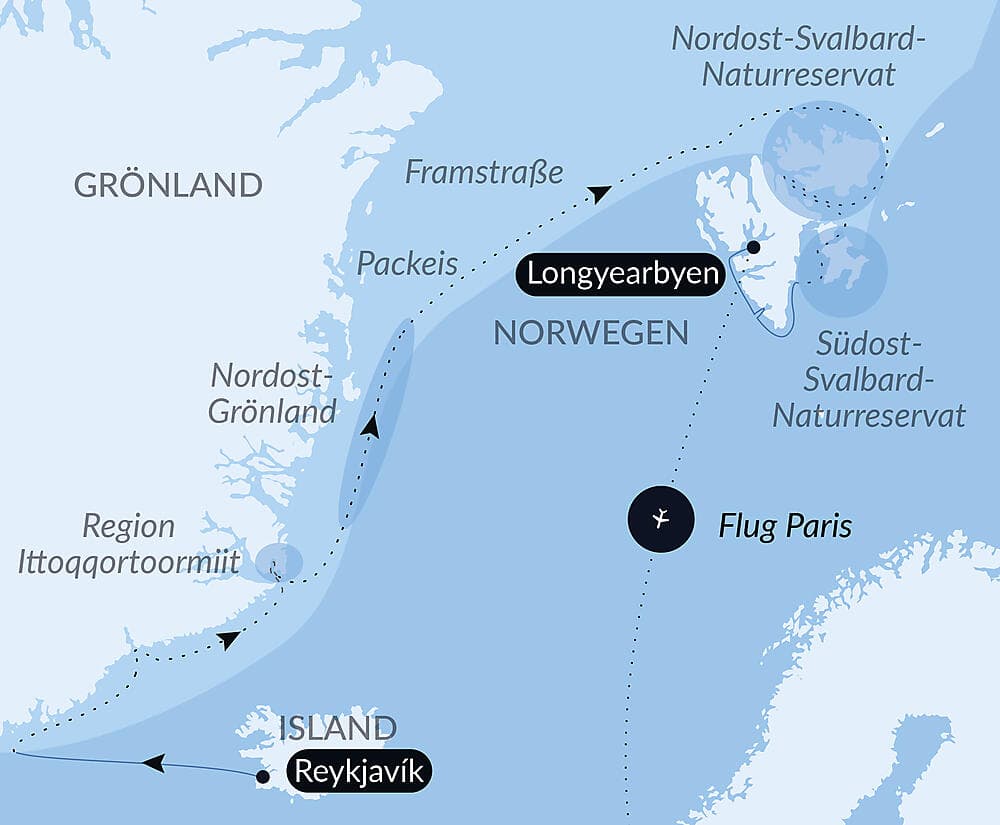 Im arktischen Eis von Grönland nach Spitzbergen