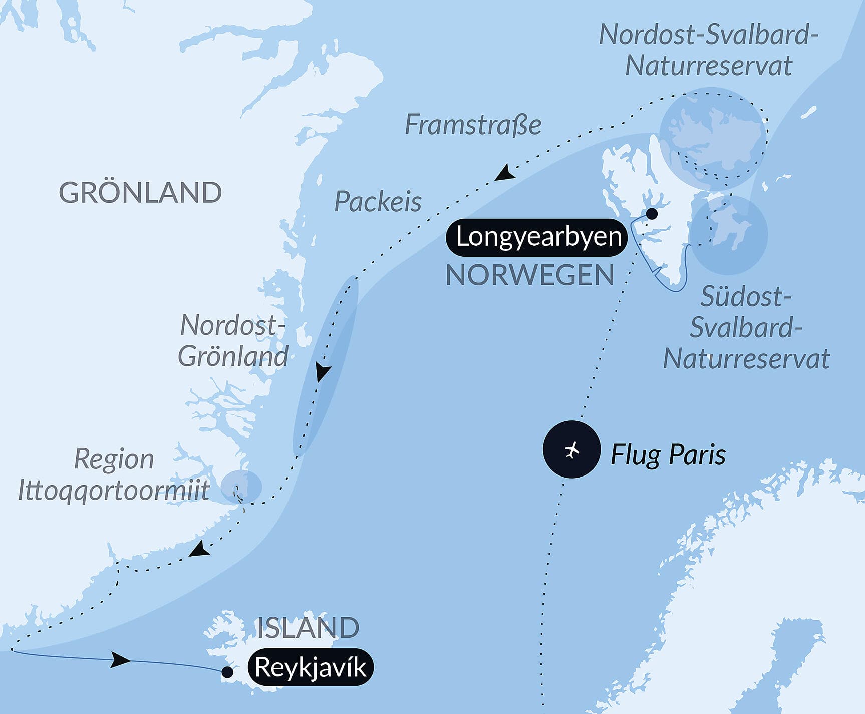 Im arktischen Eis von Spitzbergen nach Grönland