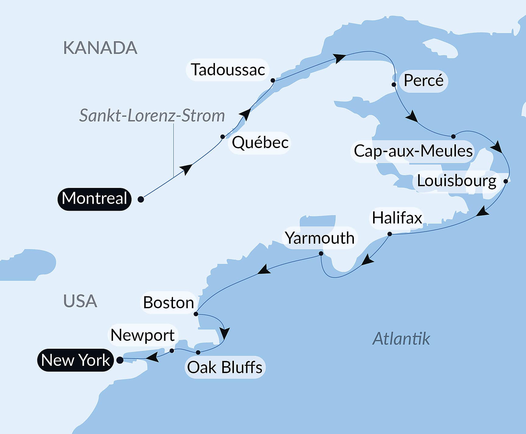 Natur und Metropolen zwischen der Belle Province und dem Big Apple