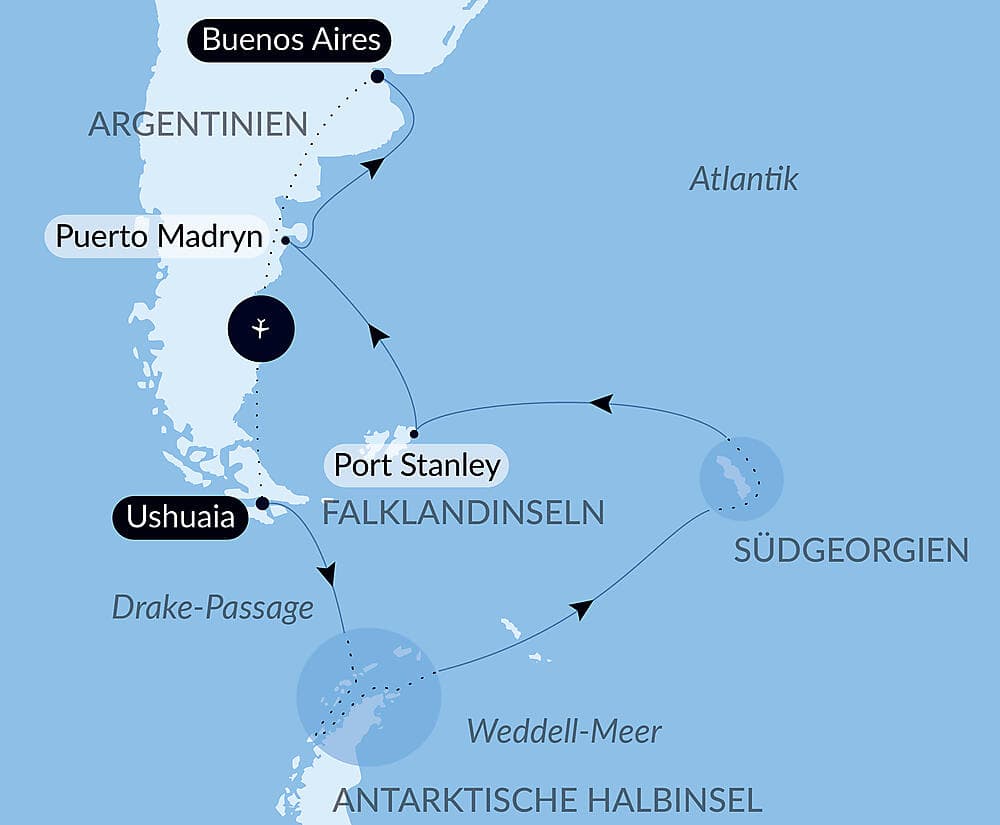Abenteuer durch das Südpolarmeer bis zur Halbinsel Valdés
