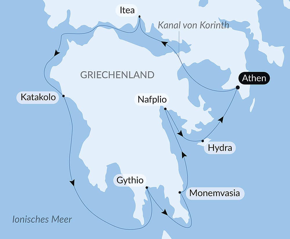 Schätze und Landschaften der Halbinsel Peloponnes