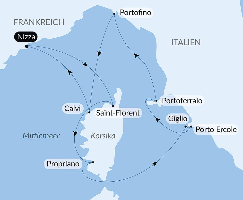 Korsika, die Insel der Schönheit, und die Küsten Italiens