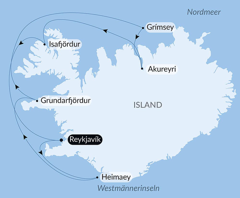 Musik-Kreuzfahrt entlang Islands Küsten