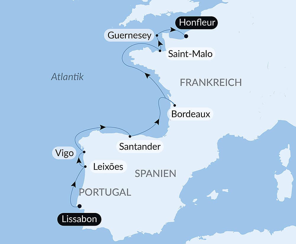 Iberische Halbinsel und befestigte Städte am Atlantik null