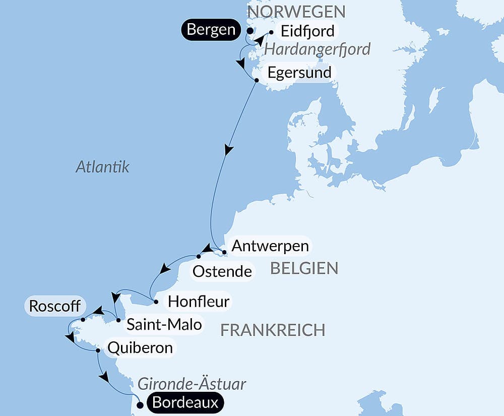 Von den Fjorden Norwegens bis zum Golf von Biskaya