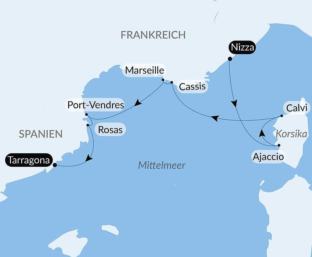 Korsika, Côte d’Azur und katalanische Küsten
