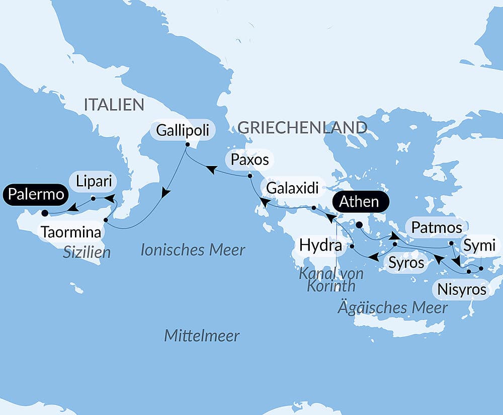 Unterwegs zwischen griechischen Inseln und den Schätzen Italiens