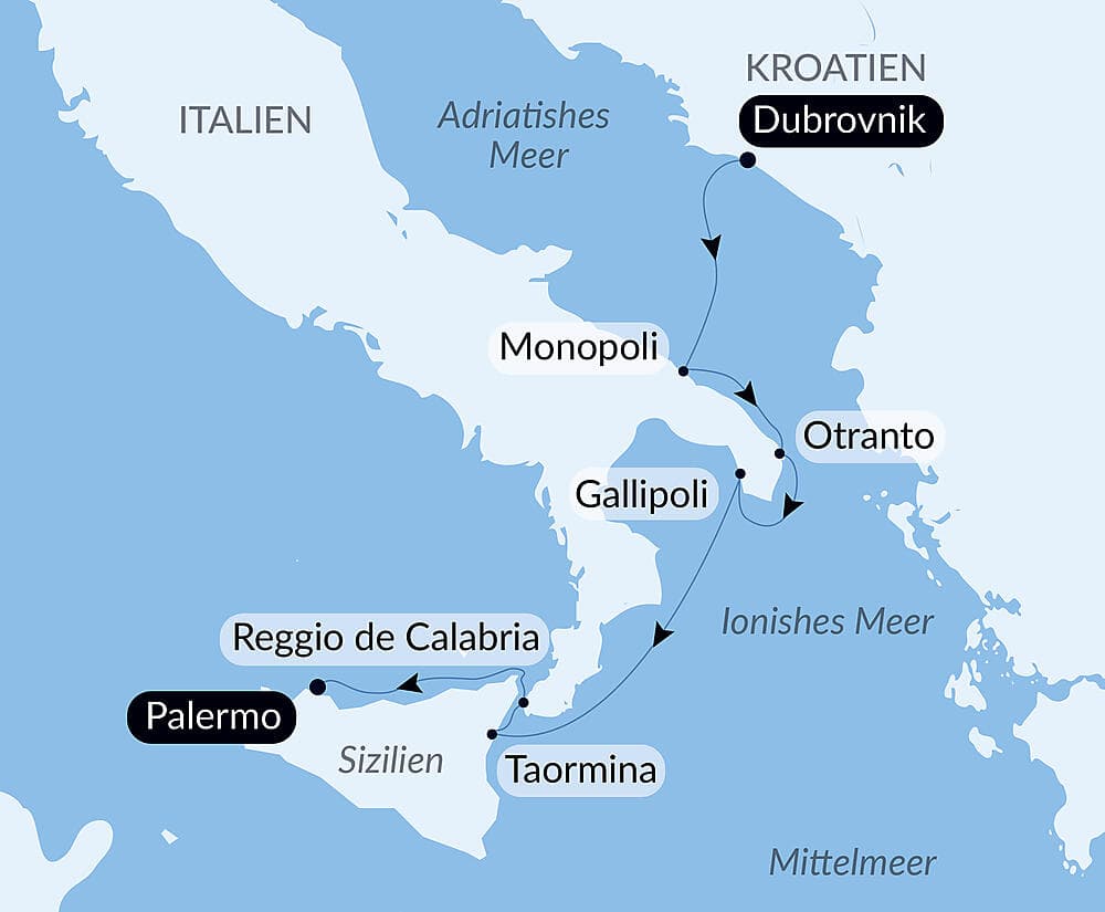 Von Apulien bis nach Sizilien – unter den Segeln der Le Ponant null
