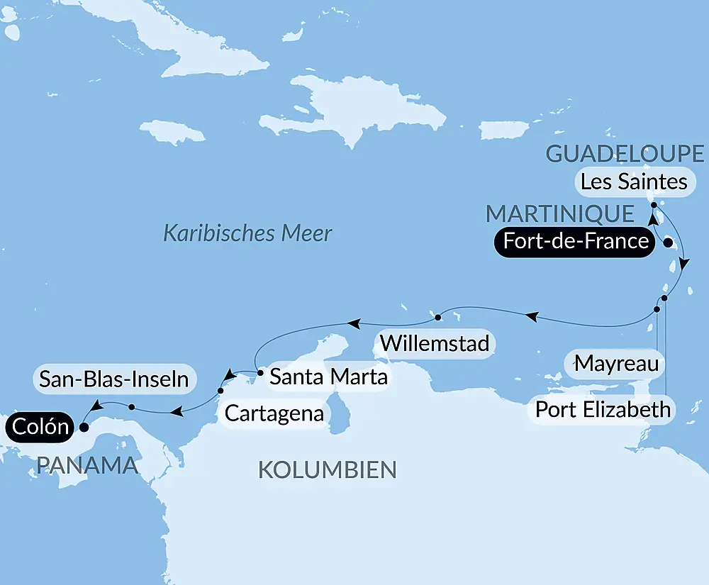 Panama, Kolumbien und karibische Inseln