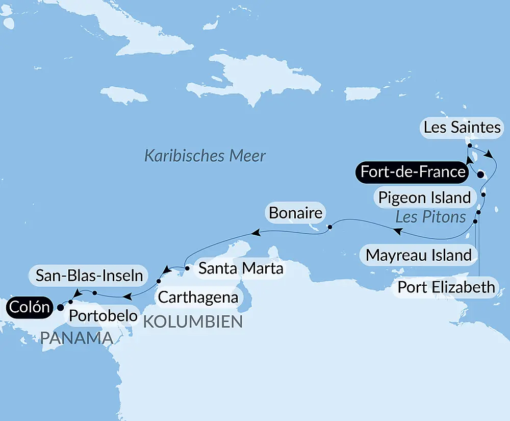 Panama, Kolumbien und karibische Inseln
