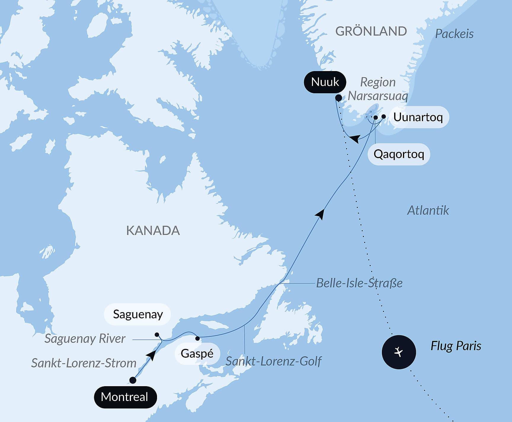 Zum Ende des Winters, vom Sankt-Lorenz-Strom nach Grönland