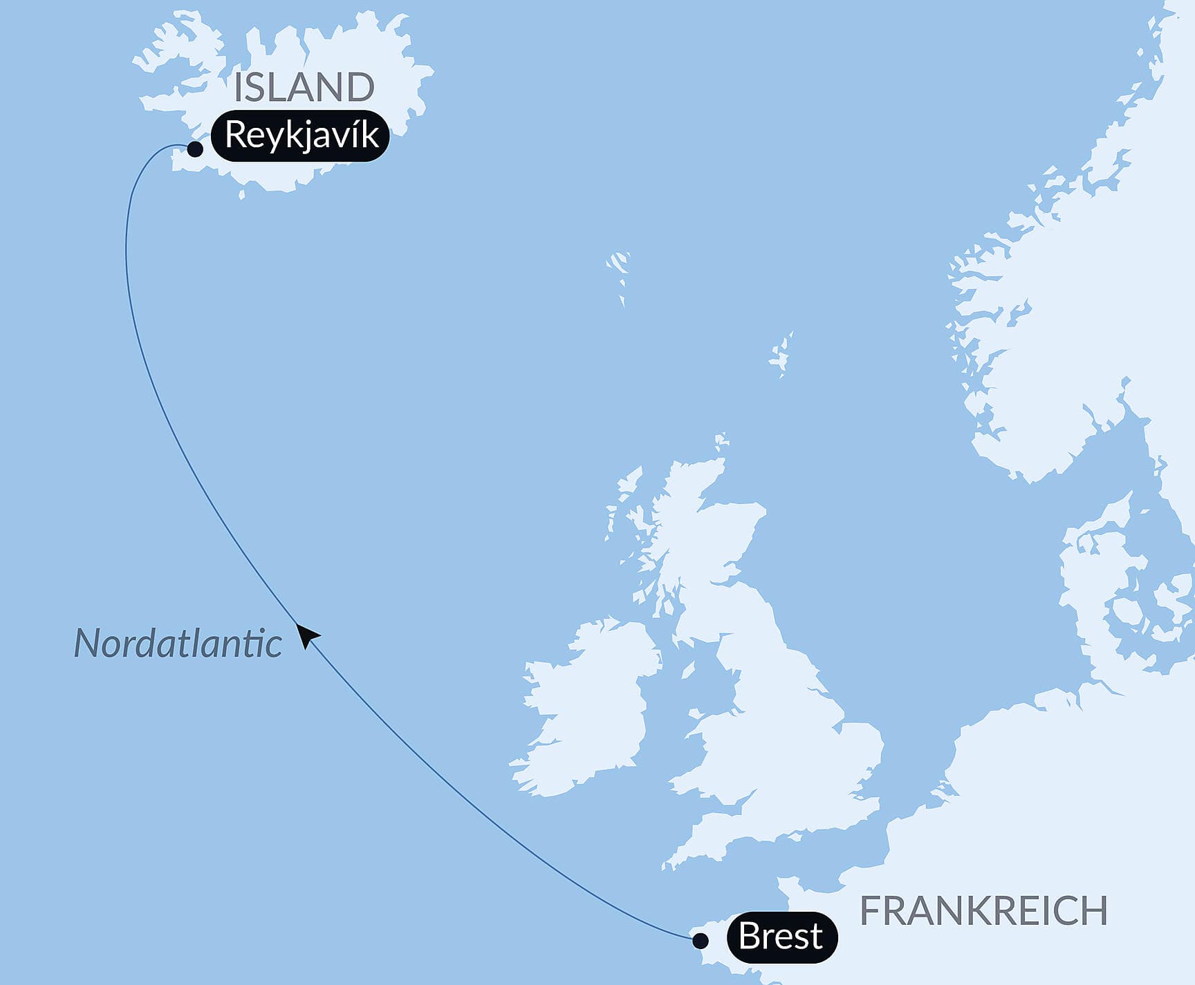 Ozean-Kreuzfahrt: Brest-Reykjavik