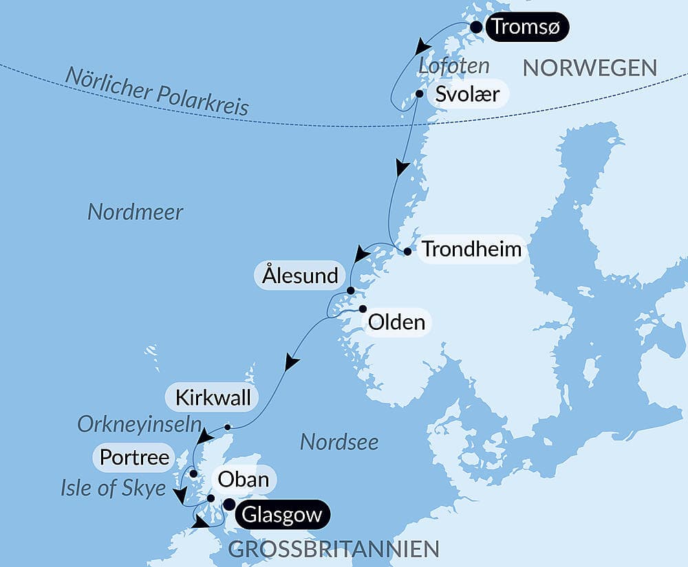 Vom arktischen Polarkreis zu den Inseln Schottlands