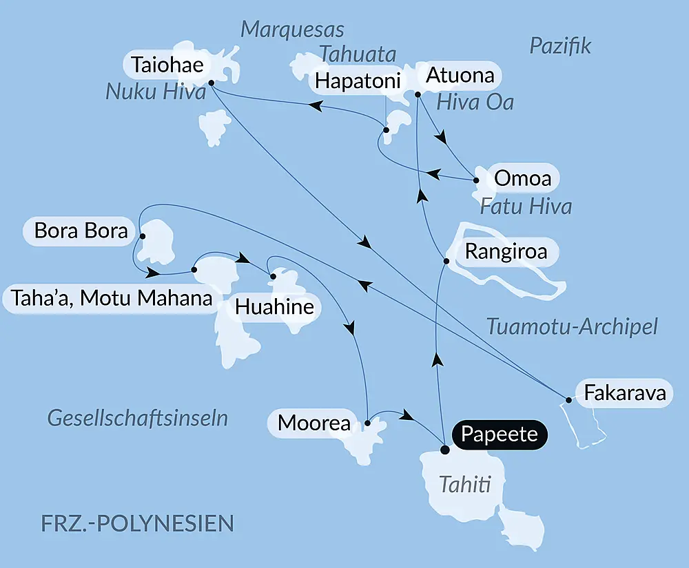 Marquesas, Tuamotu und Gesellschaftsinseln